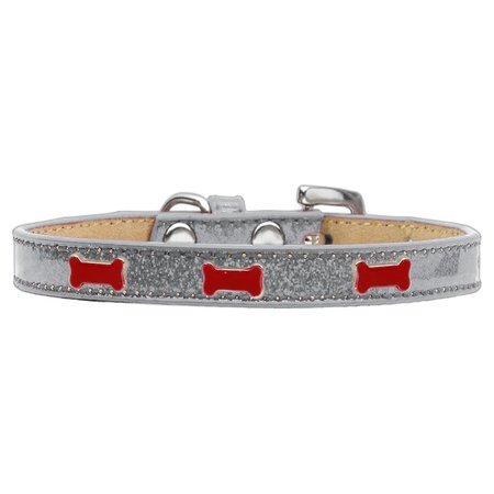 MIRAGE PET PRODUCTS Red Bone Widget Dog CollarSilver Ice Cream Size 14 633-2 SV14